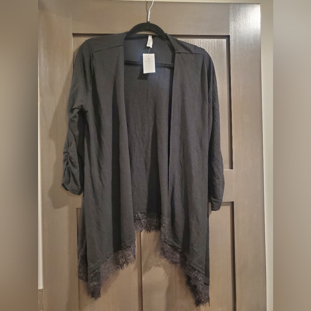 Black Cardigan with Lace trim